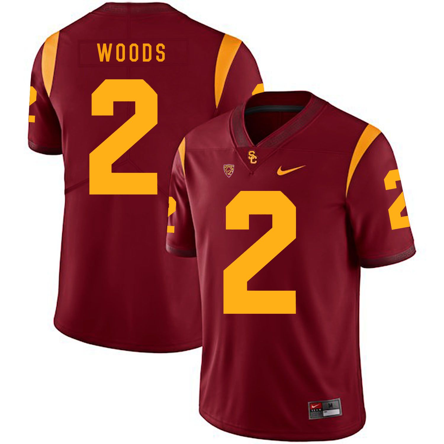 Men USC Trojans #2 Woods Red Customized NCAA Jerseys->customized ncaa jersey->Custom Jersey
